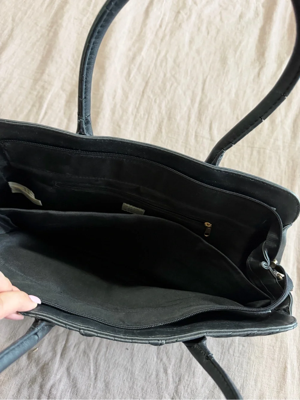 Classic Black Quilted Women's Satchel Laptop Bag Divided Padded Work Briefcase
